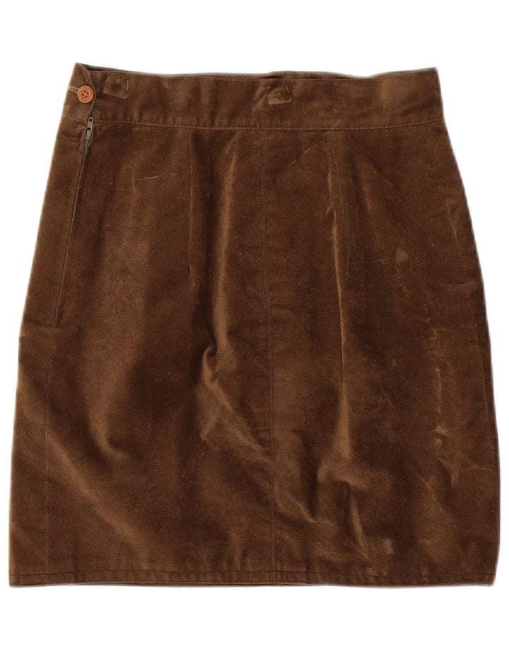 Vintage mujer ante lápiz falda W26 pequeño marrón