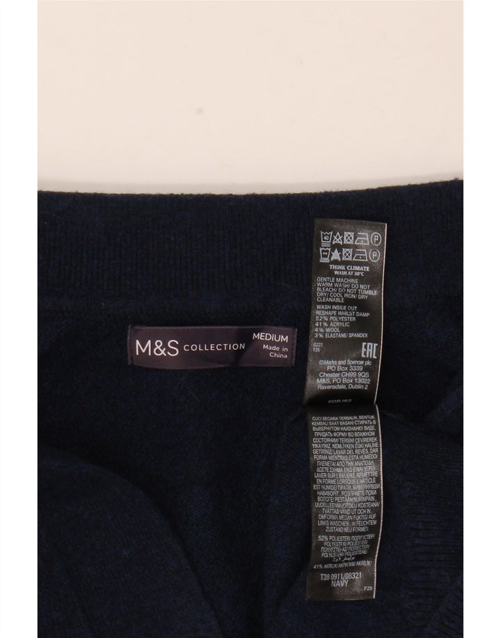Marks & Spencer Suéter tipo jersey con cuello tipo polo para mujer UK 44 Azul marino mediano