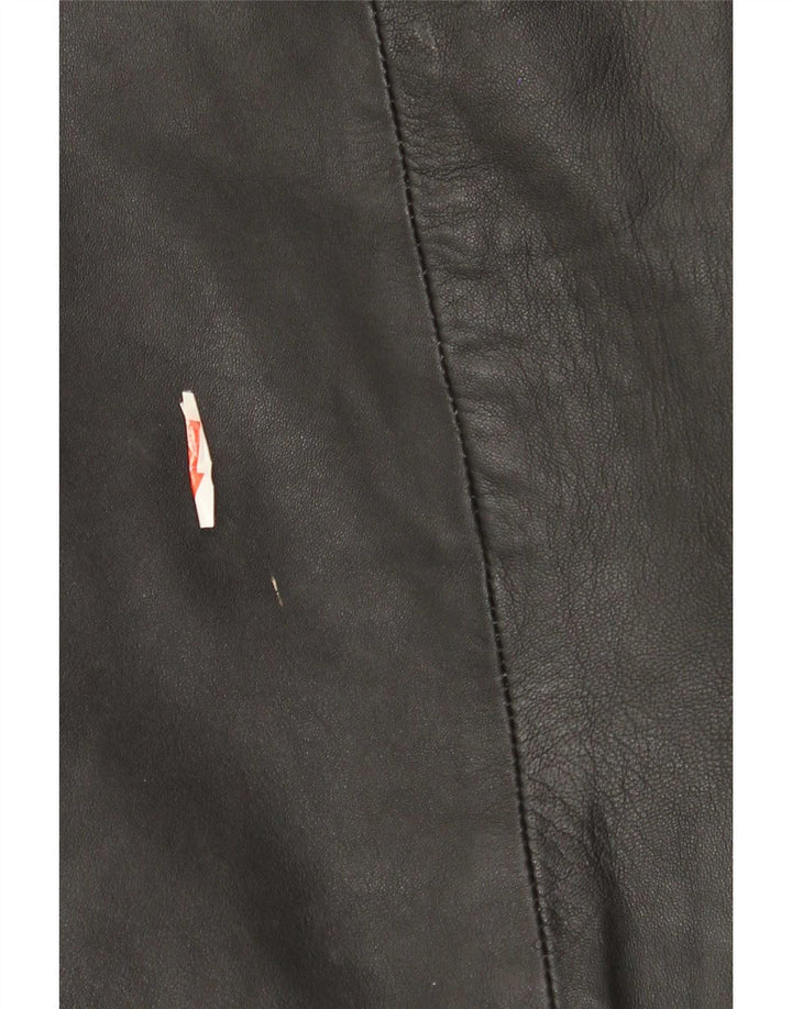 Vintage hombres cuero Blazer chaqueta Reino Unido 42 XL negro