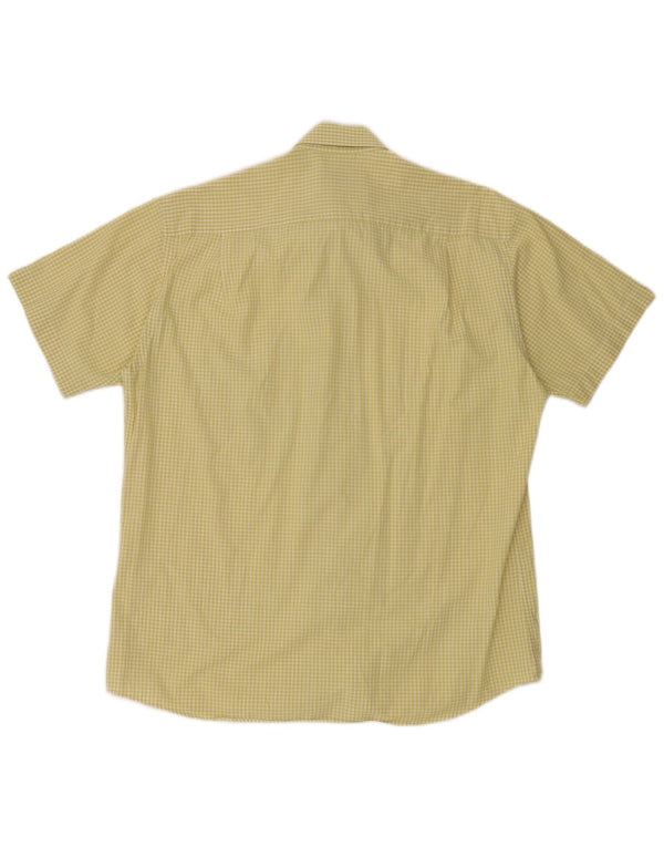 Pierre Cardin Camisa de manga corta para hombre Talla 40 Algodón a cuadros amarillo mediano