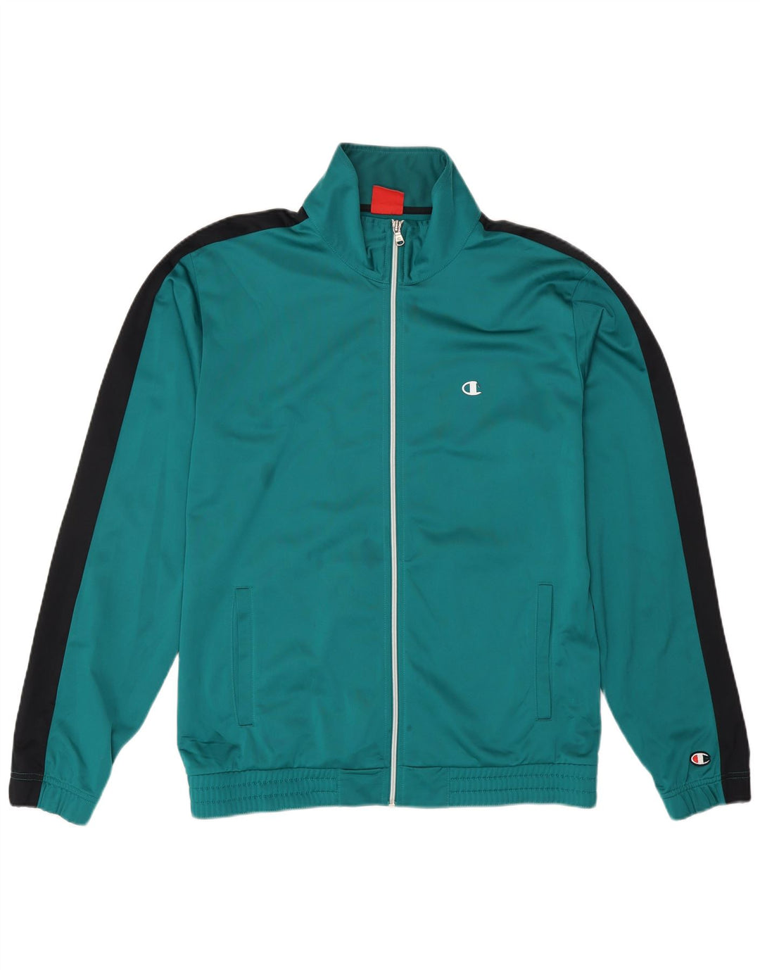 CHAMPION Chaqueta de chándal para hombre con bloques de color verde grande Poliéster