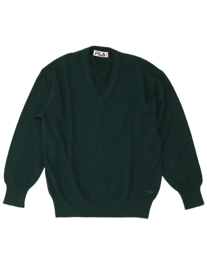 Fila Suéter tipo jersey con cuello en V y ajuste regular para hombre IT 48 Verde medio