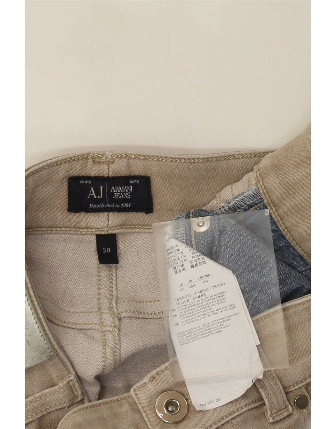 Vaqueros Armani Mujer Slim W30 L28 Algodón Beige