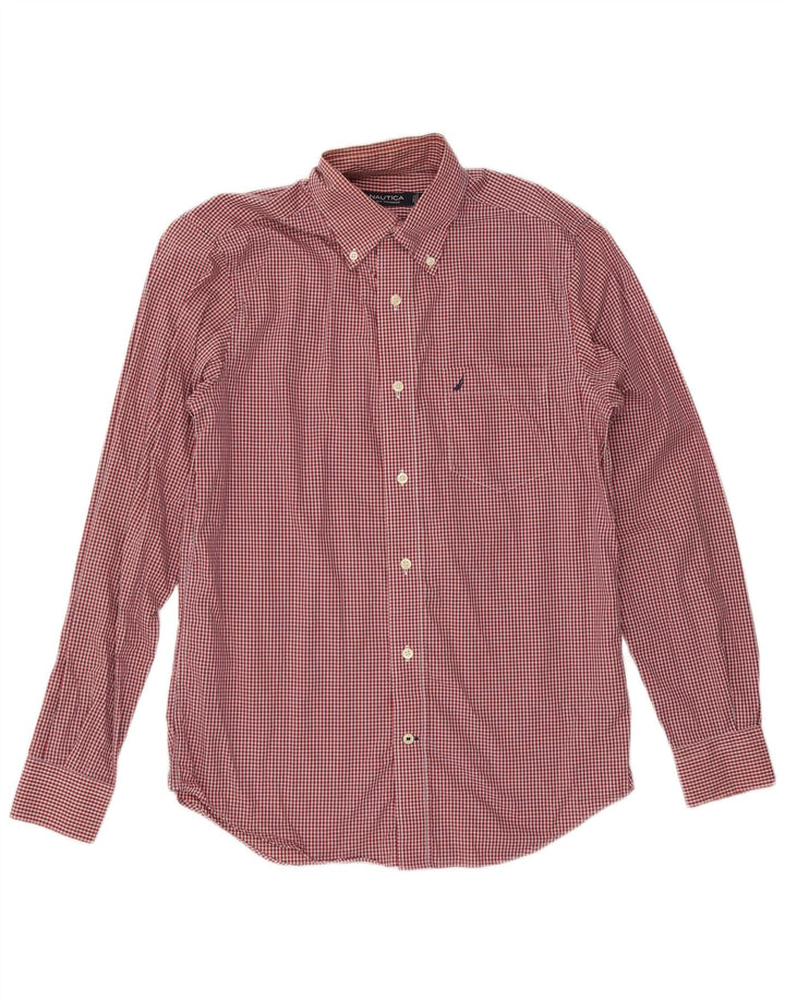 Camisa Nautica Hombre Pequeña Algodón Vichy Rojo