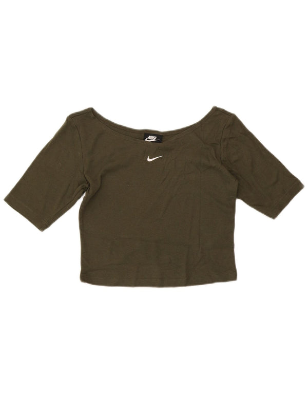 Nike Camiseta corta para mujer UK 10 Small Khaki Cotton