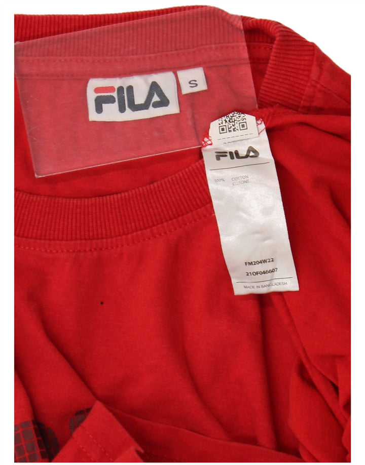 Fila - Camiseta gráfica para hombre, talla pequeña, algodón rojo