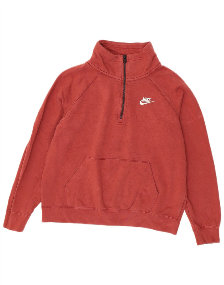 Nike - Sudadera extragrande con cuello y cremallera para mujer, talla 10, color burdeos