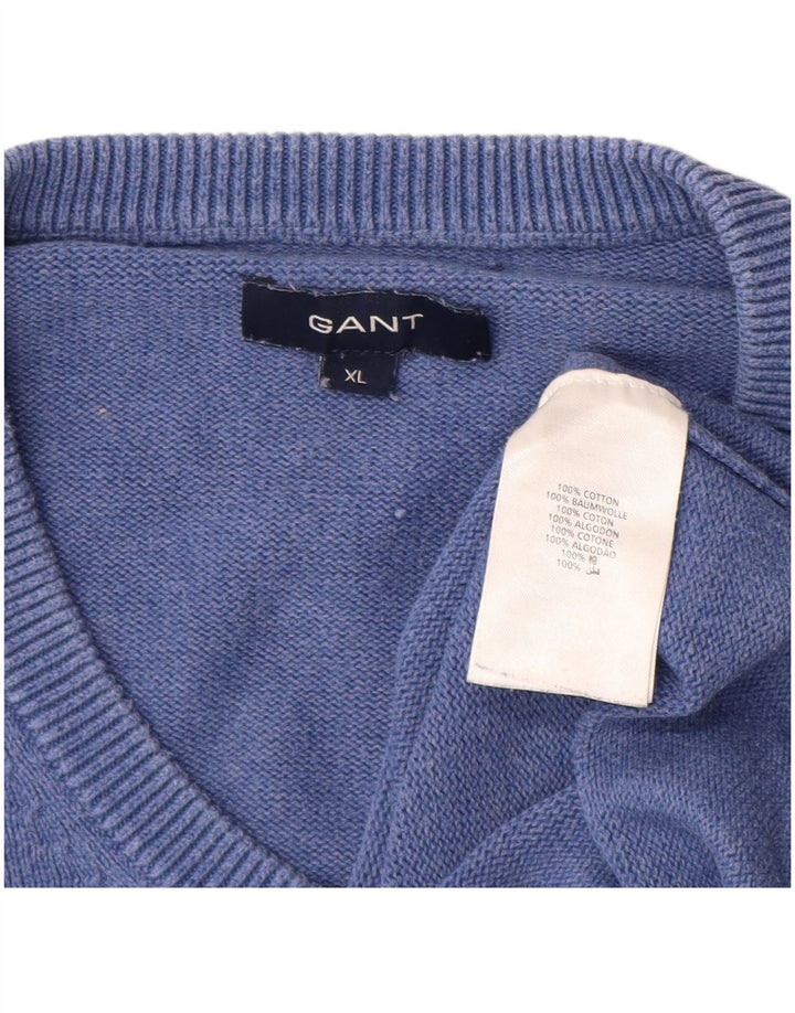 GANT Jersey con Cuello en V para Hombre XL Azul Algodón