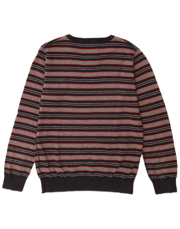 Jack & Jones Hombre Jersey Con Cuello En V De Algodón A Rayas Gris Medio