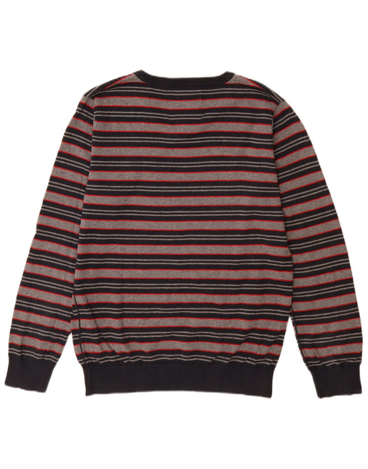 Jack & Jones Hombre Jersey Con Cuello En V De Algodón A Rayas Gris Medio