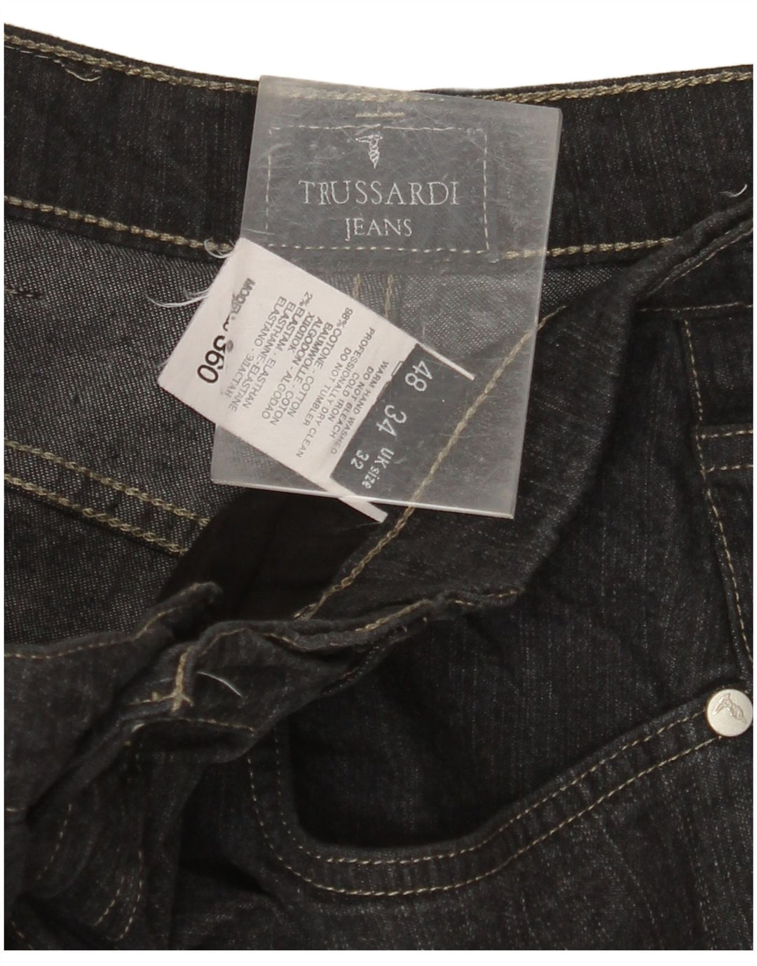 TRUSSARDI Vaqueros rectos para hombre W32 L30 Algodón negro