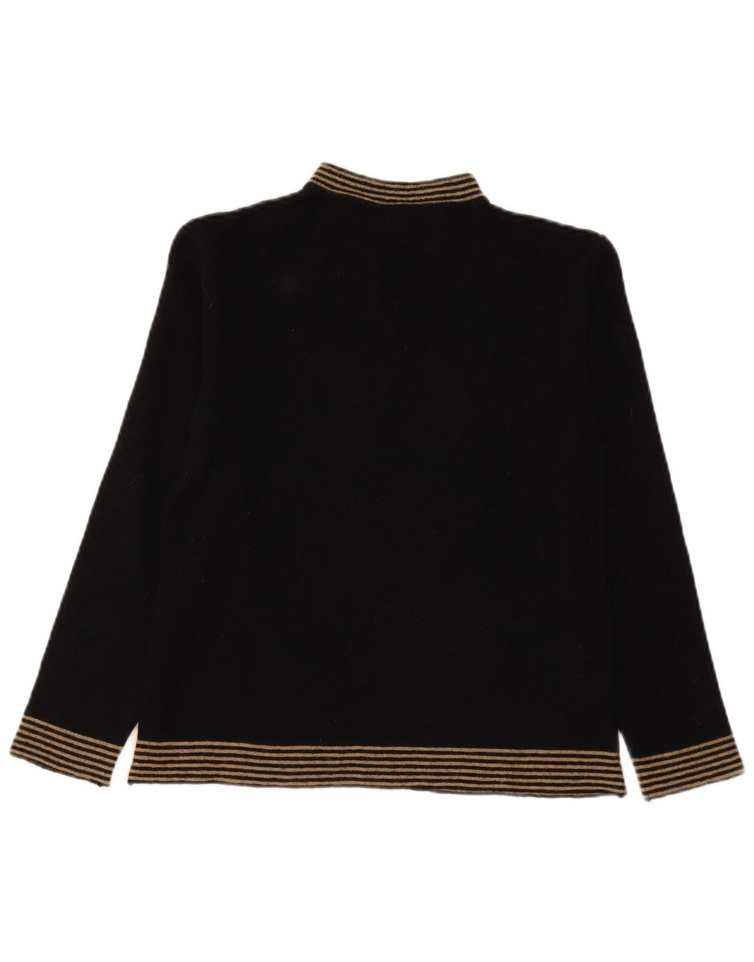 Vintage mujer tortuga cuello jersey suéter Reino Unido 12 medio negro rayas