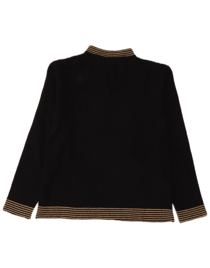 Vintage mujer tortuga cuello jersey suéter Reino Unido 12 medio negro rayas