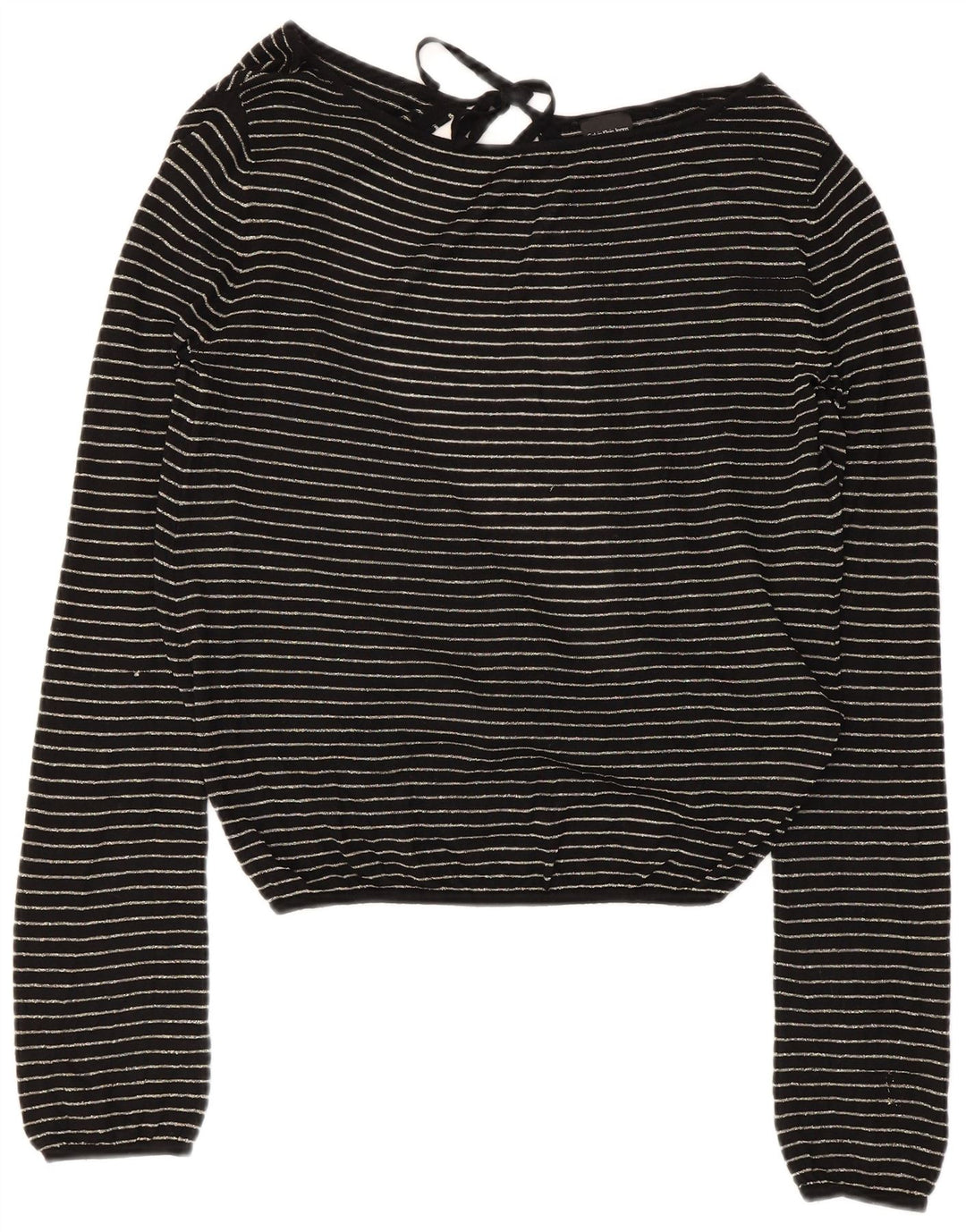 Calvin Klein Blusa corta para mujer UK 40 Grande Viscosa a rayas negras