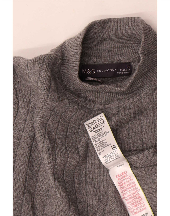 Marks & Spencer Jersey con Cuello Alto para Mujer UK 44 Viscosa Gris Grande