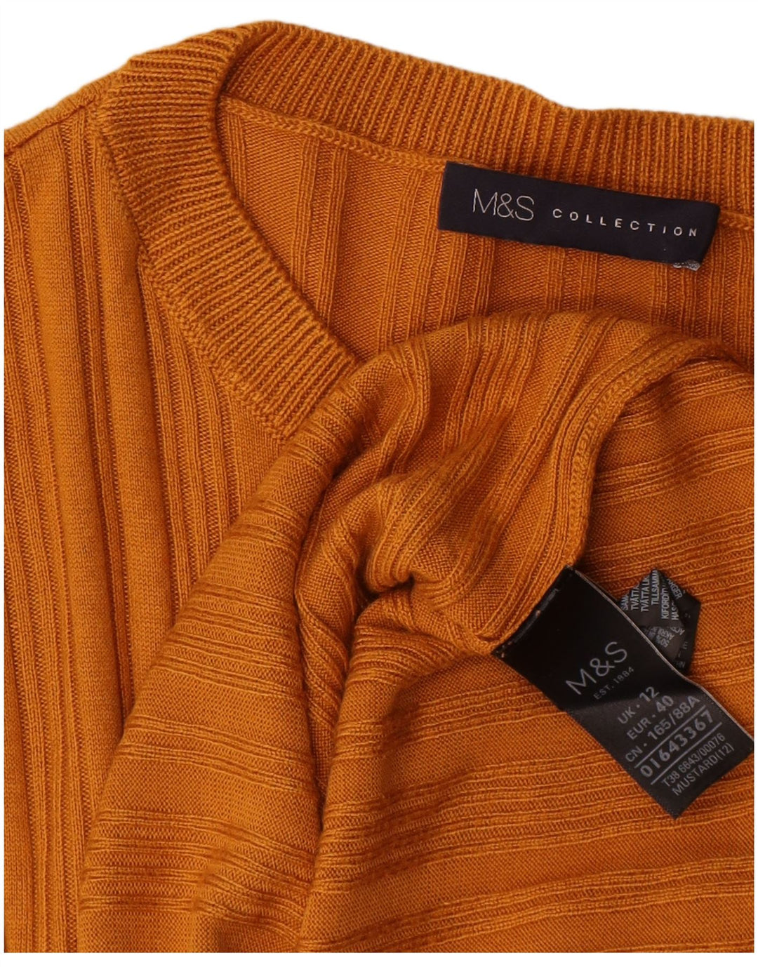 Marks & Spencer Top de mujer de manga larga UK 42 Acrílico amarillo medio