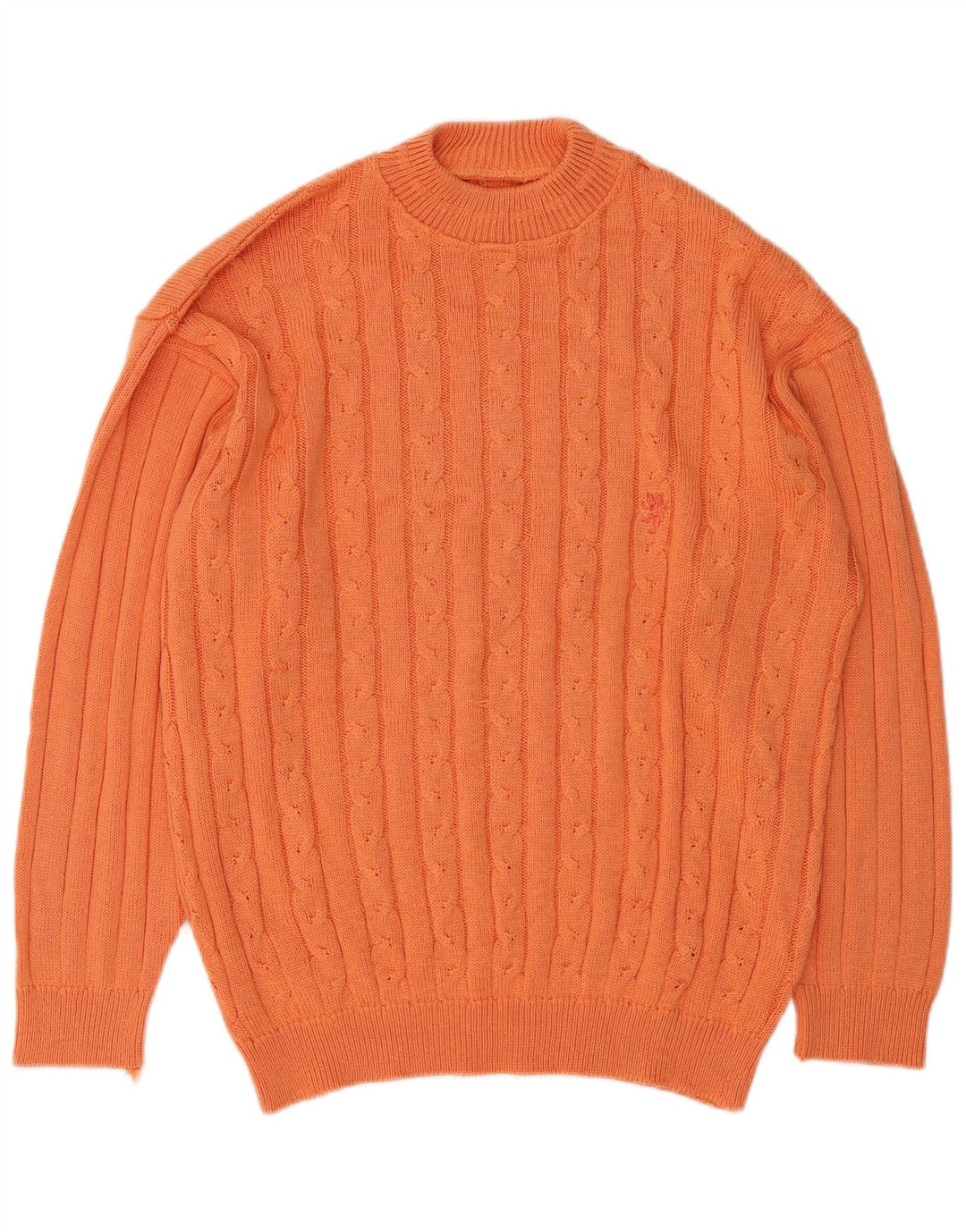 Vintage hombres tortuga cuello jumper suéter medio naranja algodón