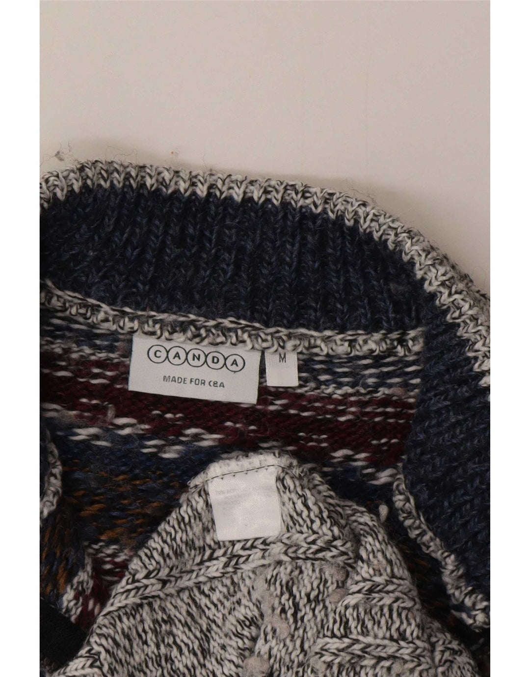 Canda Jersey De Cuello Con Cremallera Para Hombre Suéter Acrílico Gris Medio Fair Isle
