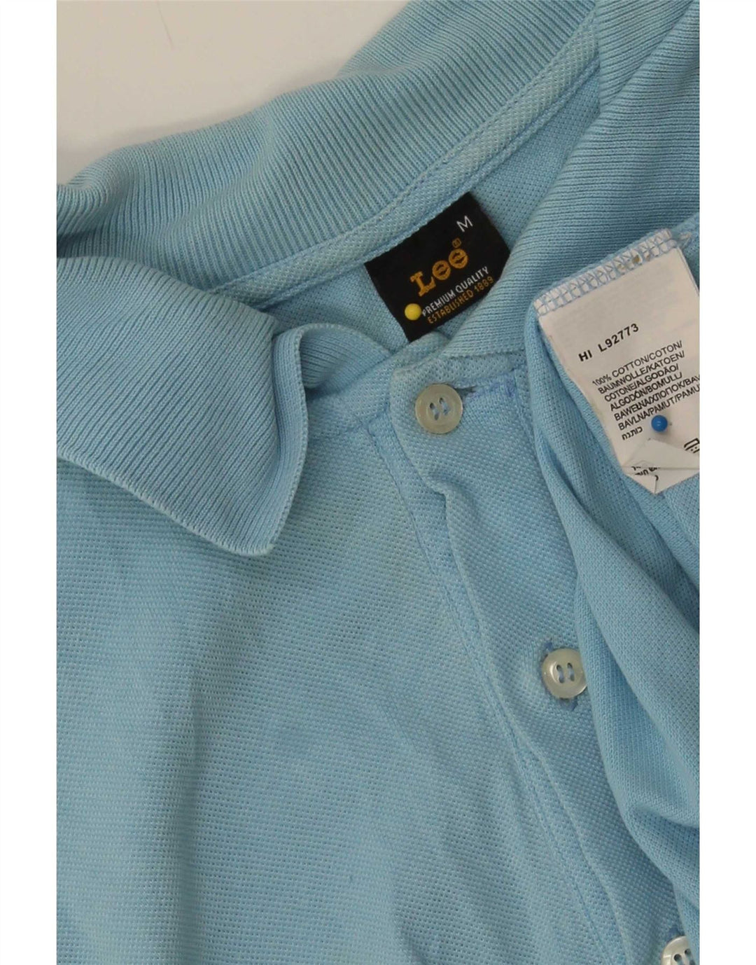 Polo Lee Hombre De Algodón Azul Medio