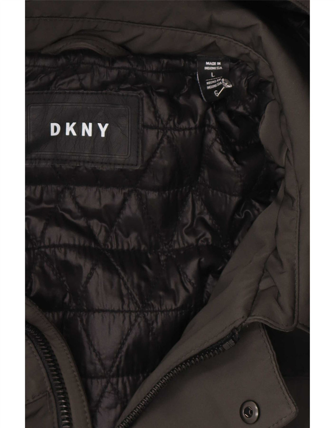Dkny Abrigo acolchado con capucha para hombre UK 40 Poliéster gris grande
