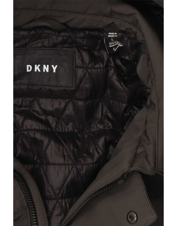 Dkny Abrigo acolchado con capucha para hombre UK 40 Poliéster gris grande