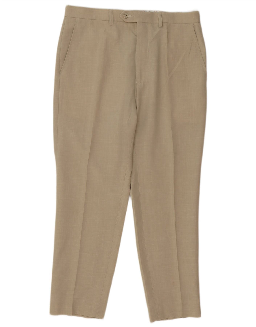 Marks & Spencer Pantalón de traje recto para hombre W34 L28 Poliéster beige