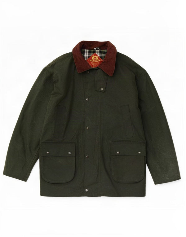Royal Spencer Chaqueta de algodón encerado para hombre UK 46 3XL Verde Colorblock