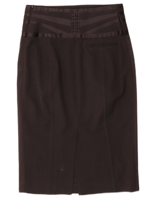 Karen Millen Falda lápiz de cintura alta para mujer UK 10 Small W26 Poliéster negro
