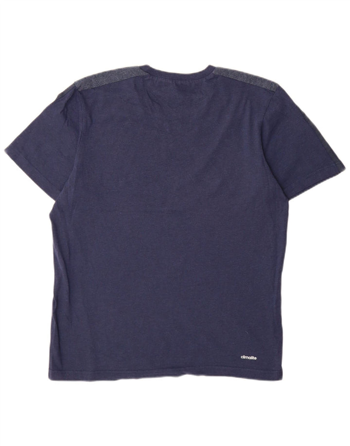 Adidas Mens Climalite Camiseta Top Medio Azul Marino Algodón