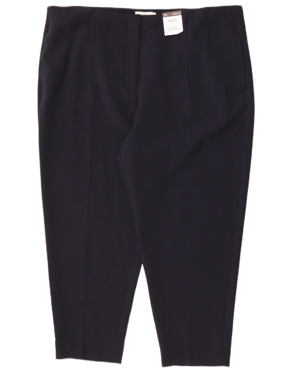 Marks & Spencer Pantalones cortos de cintura alta para mujer UK 22 3XL W42 L26 Navy B