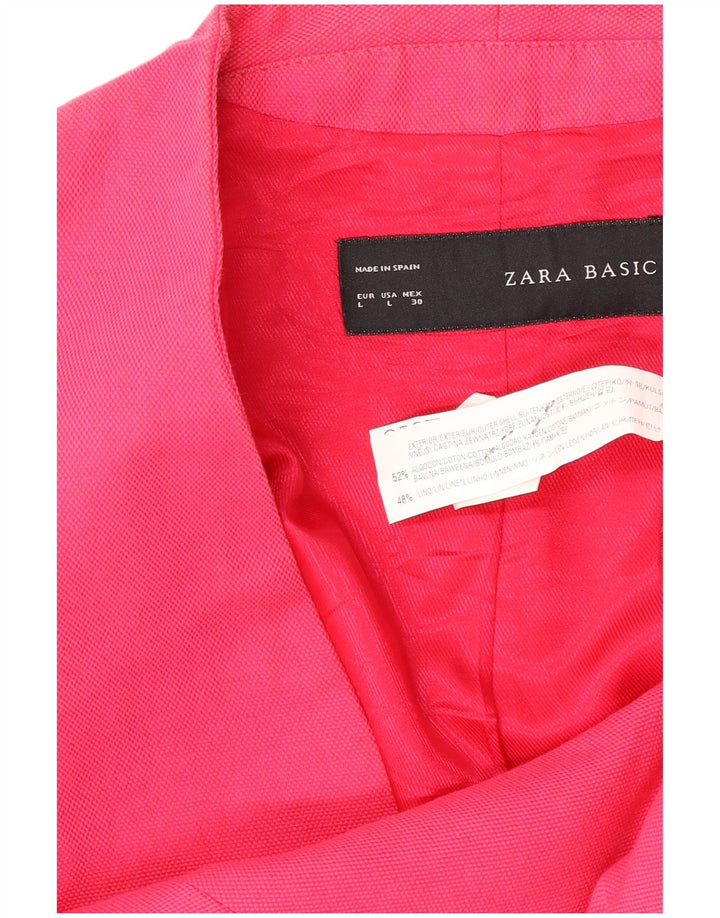 Zara Chaqueta Blazer De 1 Botón para Mujer UK 46 Grande Algodón Rosa