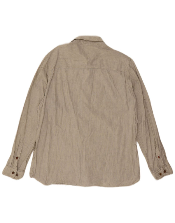 Camisa de hombre Fat Face Large de lino a rayas diplomáticas en beige