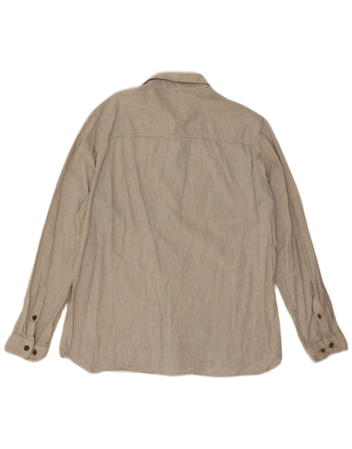 Camisa de hombre Fat Face Large de lino a rayas diplomáticas en beige