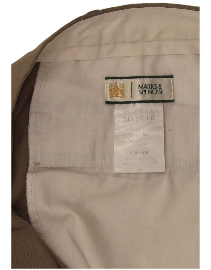 Marks & Spencer Pantalón de traje con pinzas para hombre W40 L32 Poliéster caqui