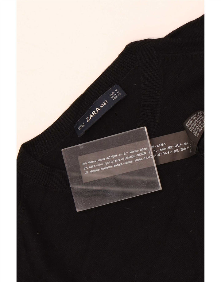 Zara - Jersey de cuello redondo para mujer, talla 40, viscosa negra mediana