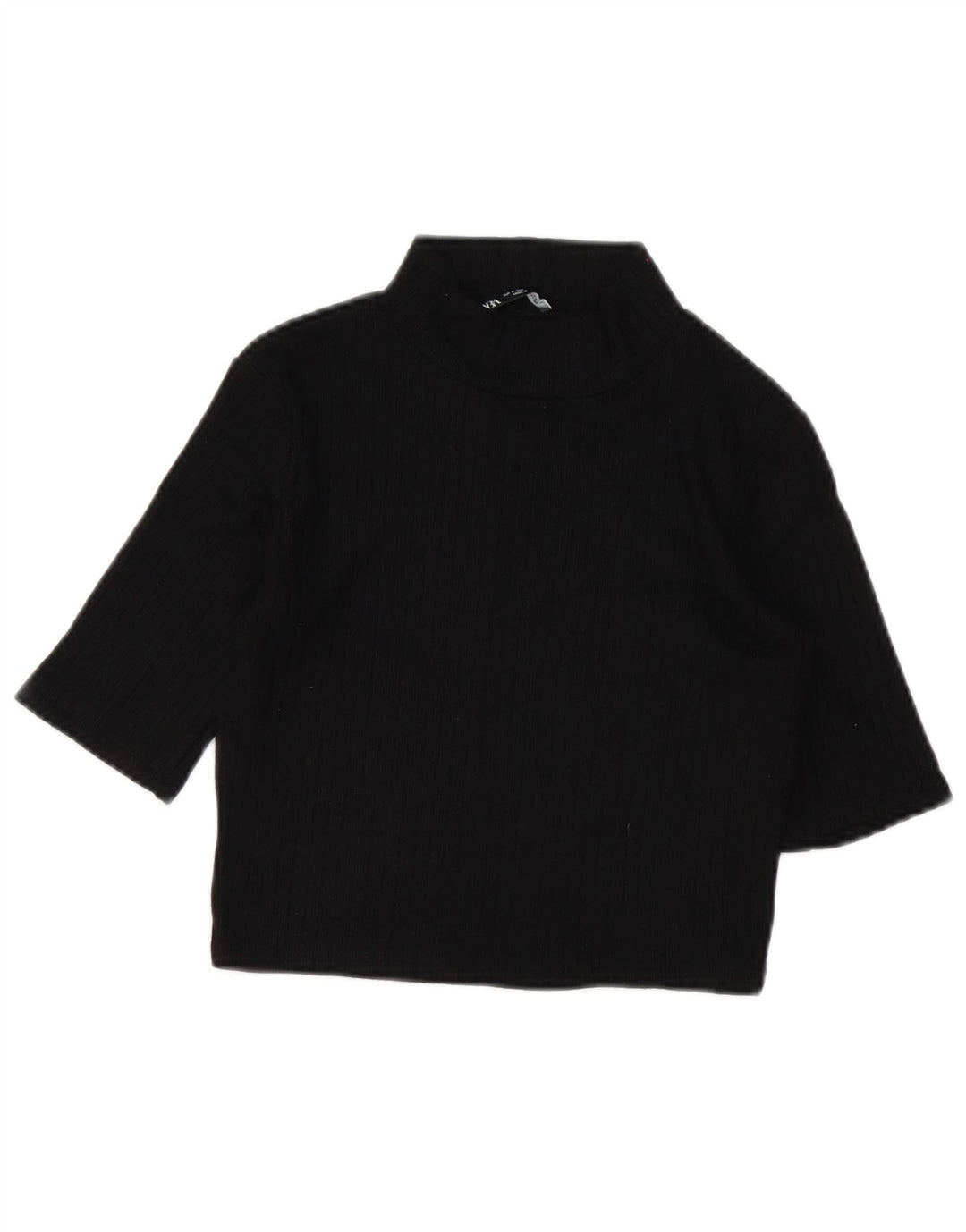 Zara Mujer Crop Blusa Top UK 10 Small Negro