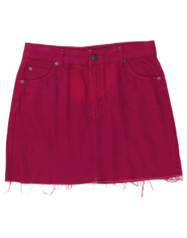 Topshop Moto Mini Falda Vaquera para Mujer UK 12 Medium W30 Rosa