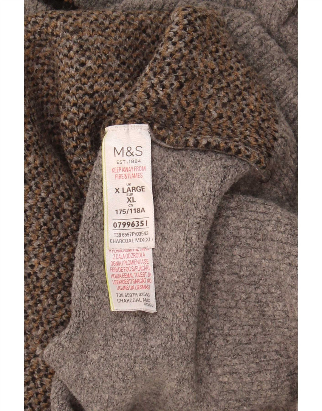 Marks & Spencer Jersey con Cuello Alto para Mujer UK 40 XL Gris