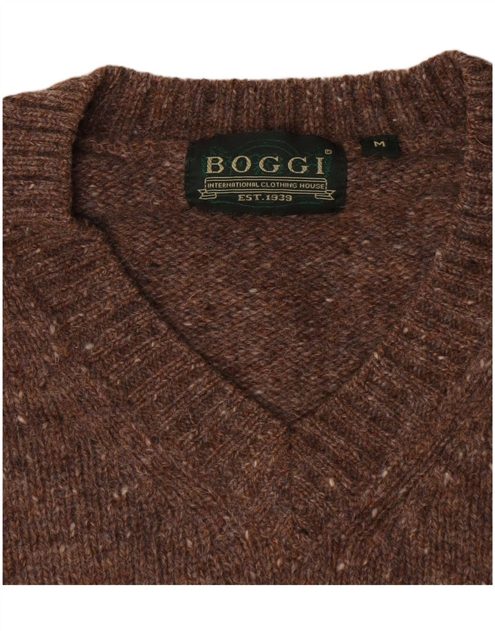 Boggi Jersey Con Cuello De Pico De Lana Virgen Moteada Marrón Medio
