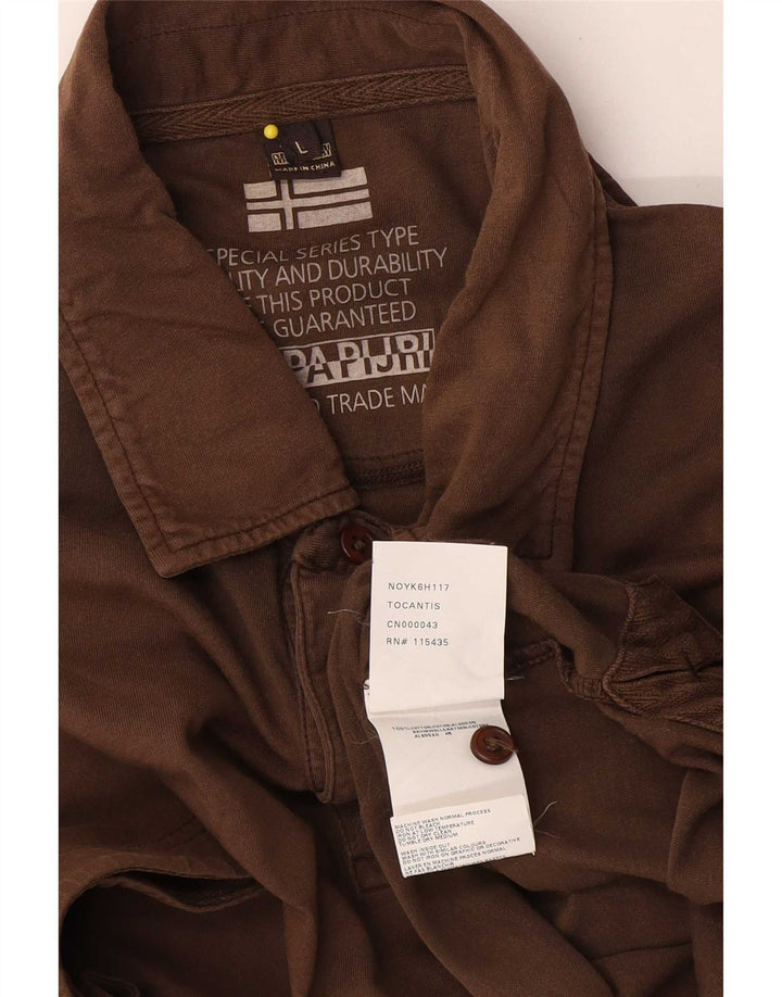 Napapijri Polo Hombre Grande Marrón Algodón