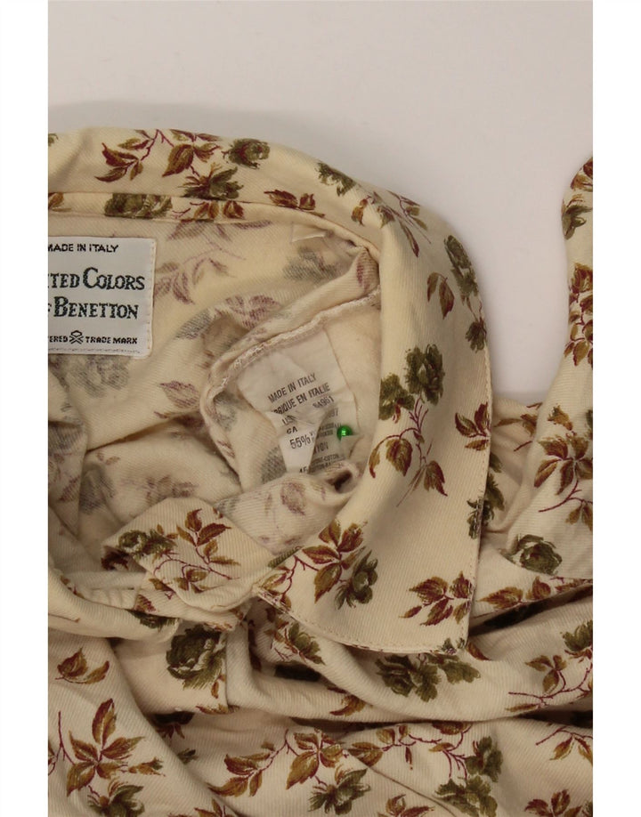 Camisa Benetton Mujer ES 44 Viscosa Floral Beige Medio