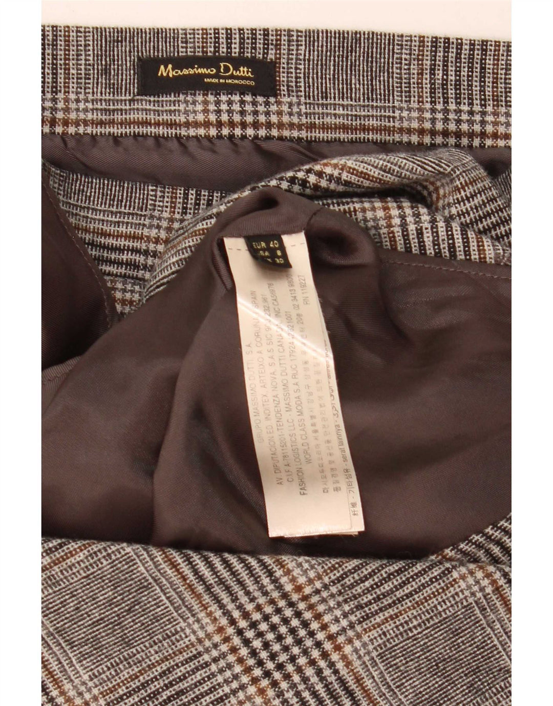 Falda Asimétrica Mujer Massimo Dutti EU 40 Medium W30 Lana Cuadros Gris