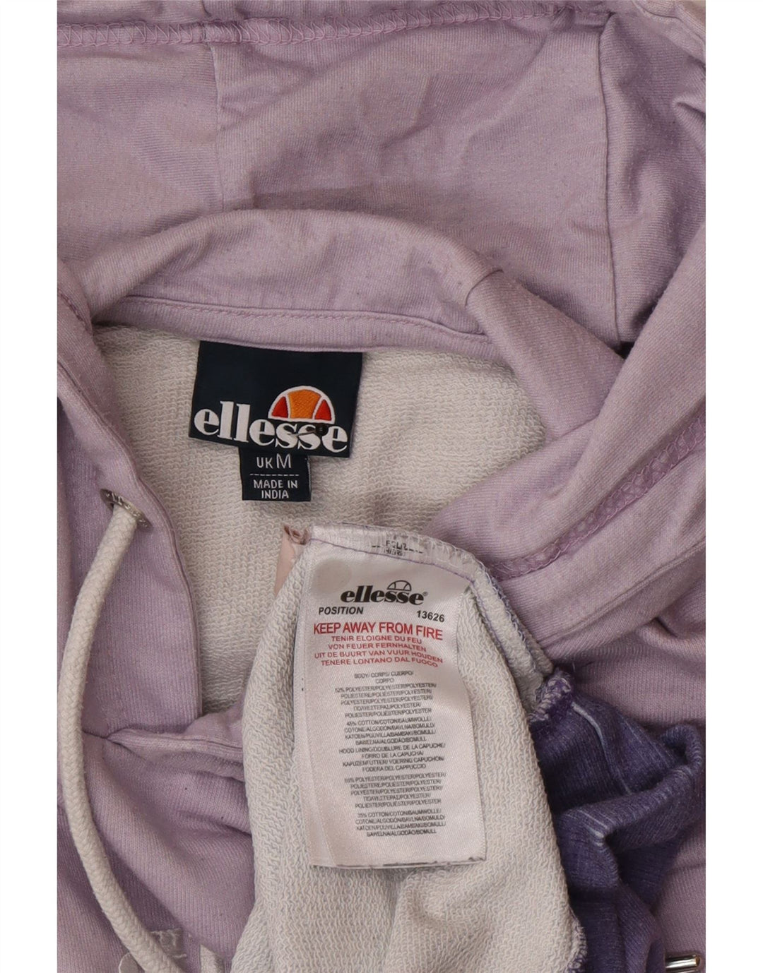 Ellesse Hombre Sudadera Con Capucha Gráfica Jersey Poliéster Tie Dye Morado Medio