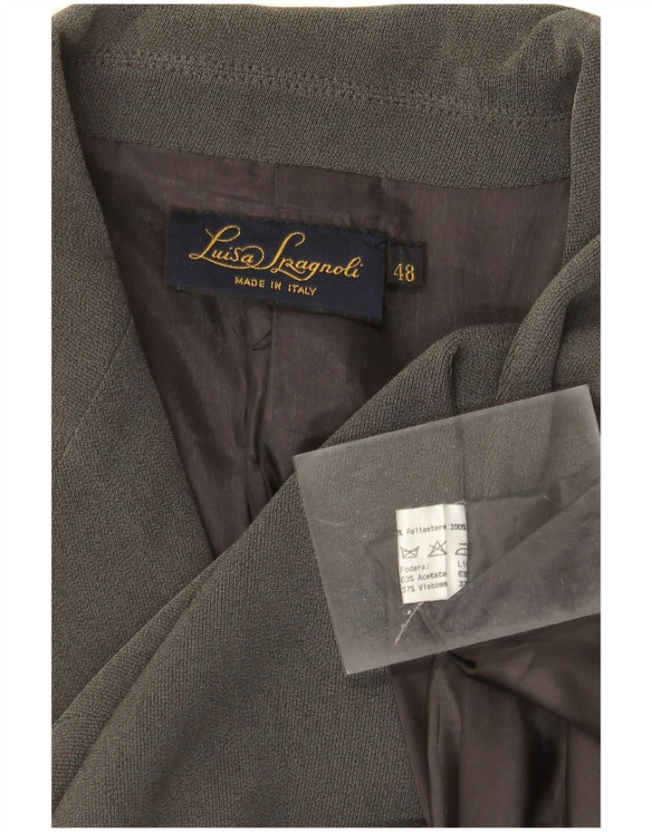 Luisa Spagnoli Chaqueta tipo blazer larga con 2 botones para mujer IT 48 XL Acetato gris