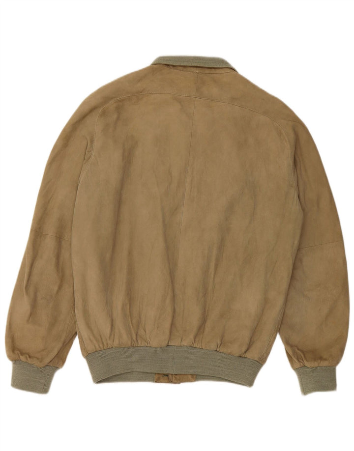 VINTAGE Chaqueta bomber de ante para hombre IT 48 Beige medio
