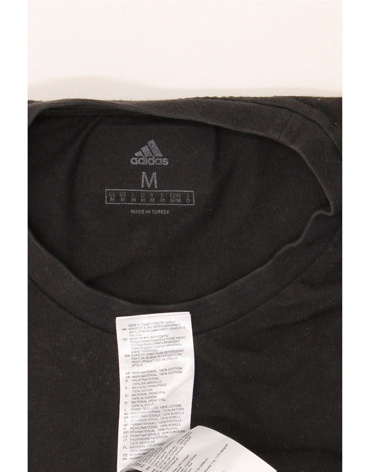 ADIDAS Mens Graphic T-Shirt Top Medium Black Cotton Vintage Adidas and Second-Hand Adidas from Messina Hembry 