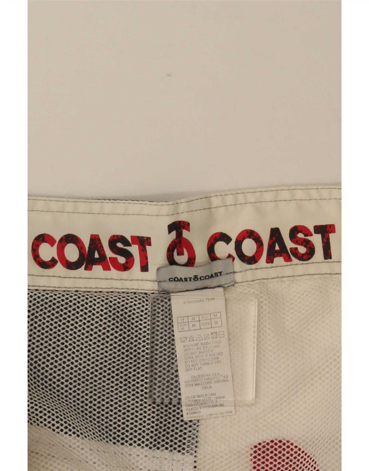 Bañador con estampado vintage para hombre, poliéster blanco medio con bloques de color