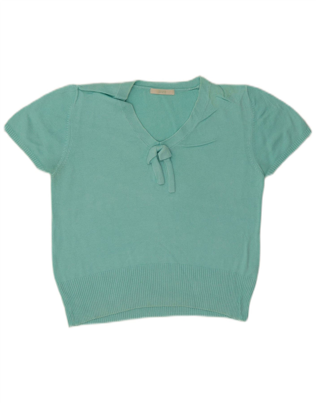 Marks & Spencer Suéter corto con cuello en V para mujer UK 40 Medium Turquesa