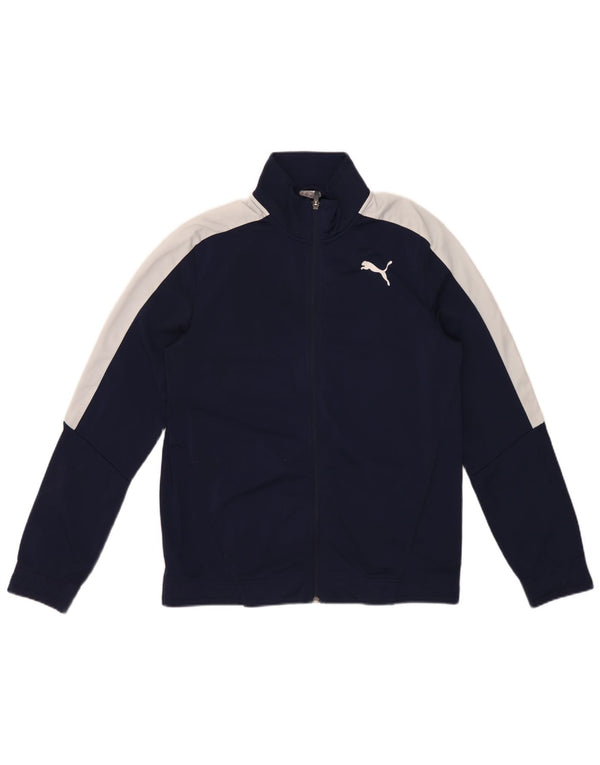Puma Chaqueta superior de chándal para hombre Poliéster color block azul marino mediano
