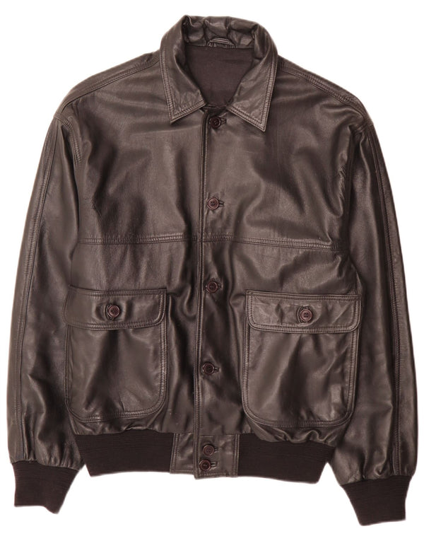 Chaqueta de cuero vintage para hombre IT 50 grande negro